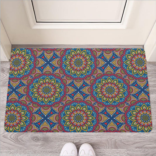 Colorful Bohemian Mandala Pattern Print Rubber Doormat