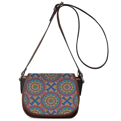 Colorful Bohemian Mandala Pattern Print Saddle Bag