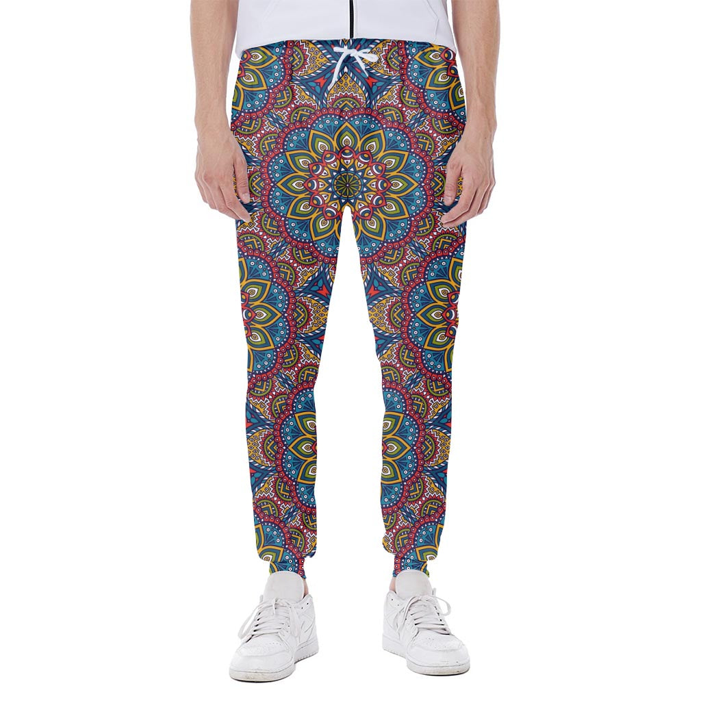 Colorful Bohemian Mandala Pattern Print Scuba Joggers