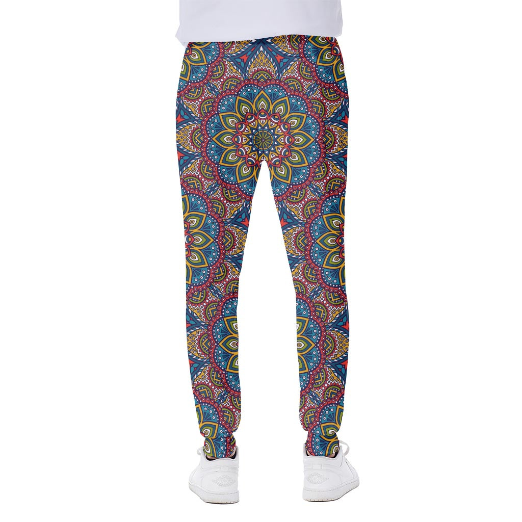 Colorful Bohemian Mandala Pattern Print Scuba Joggers