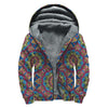 Colorful Bohemian Mandala Pattern Print Sherpa Lined Zip Up Hoodie