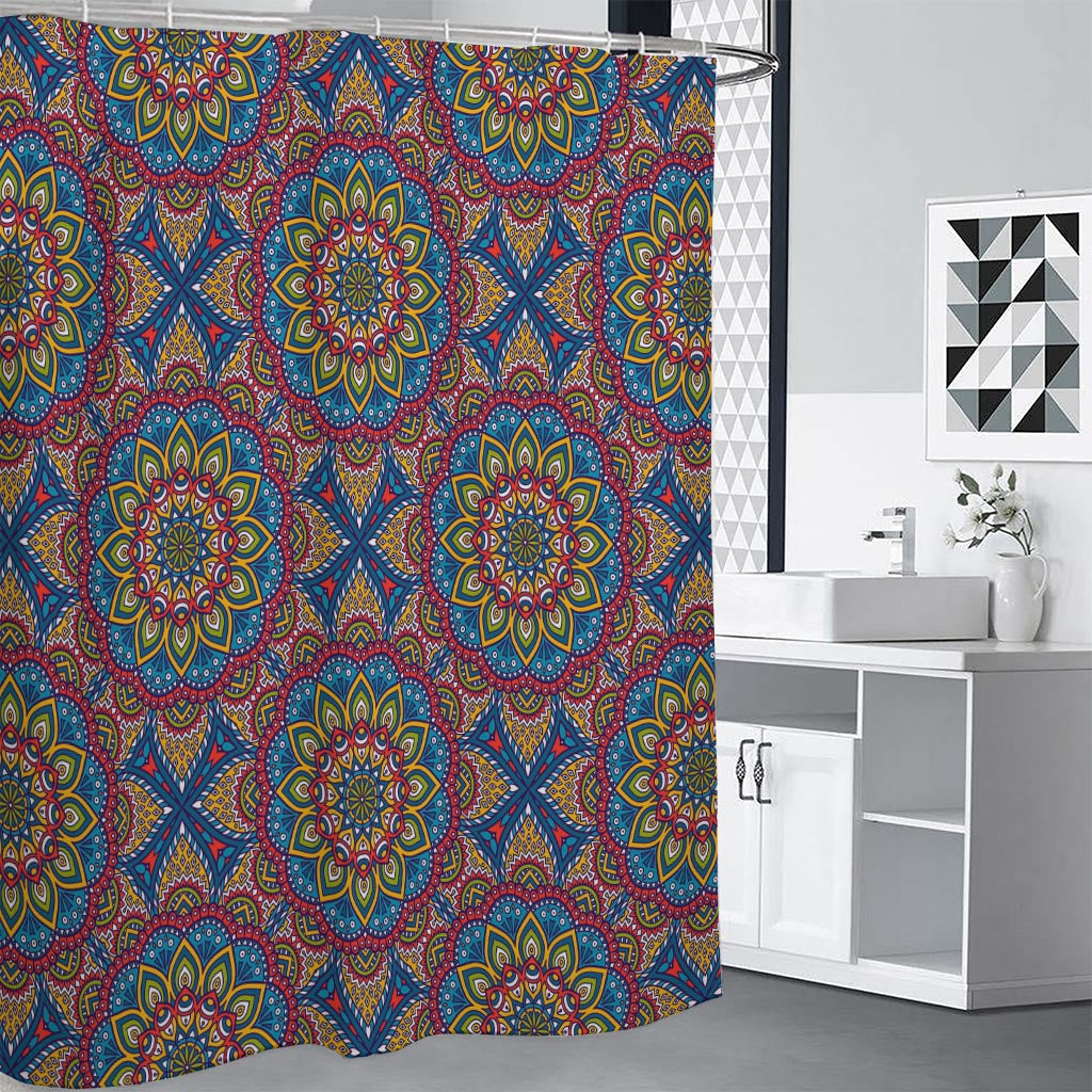 Colorful Bohemian Mandala Pattern Print Shower Curtain
