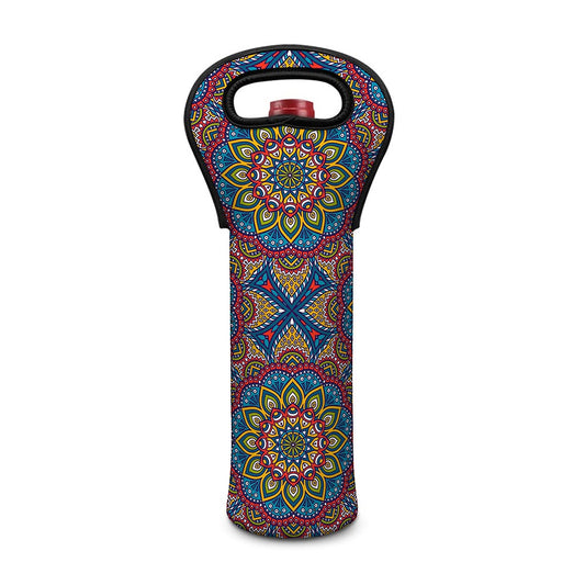 Colorful Bohemian Mandala Pattern Print Single Neoprene Wine Tote