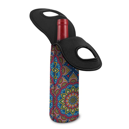 Colorful Bohemian Mandala Pattern Print Single Neoprene Wine Tote