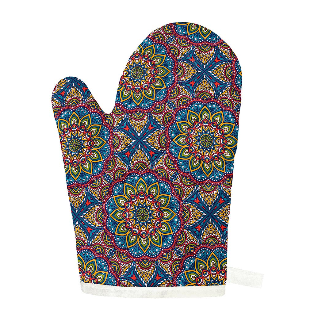 Colorful Bohemian Mandala Pattern Print Single Oven Mitt