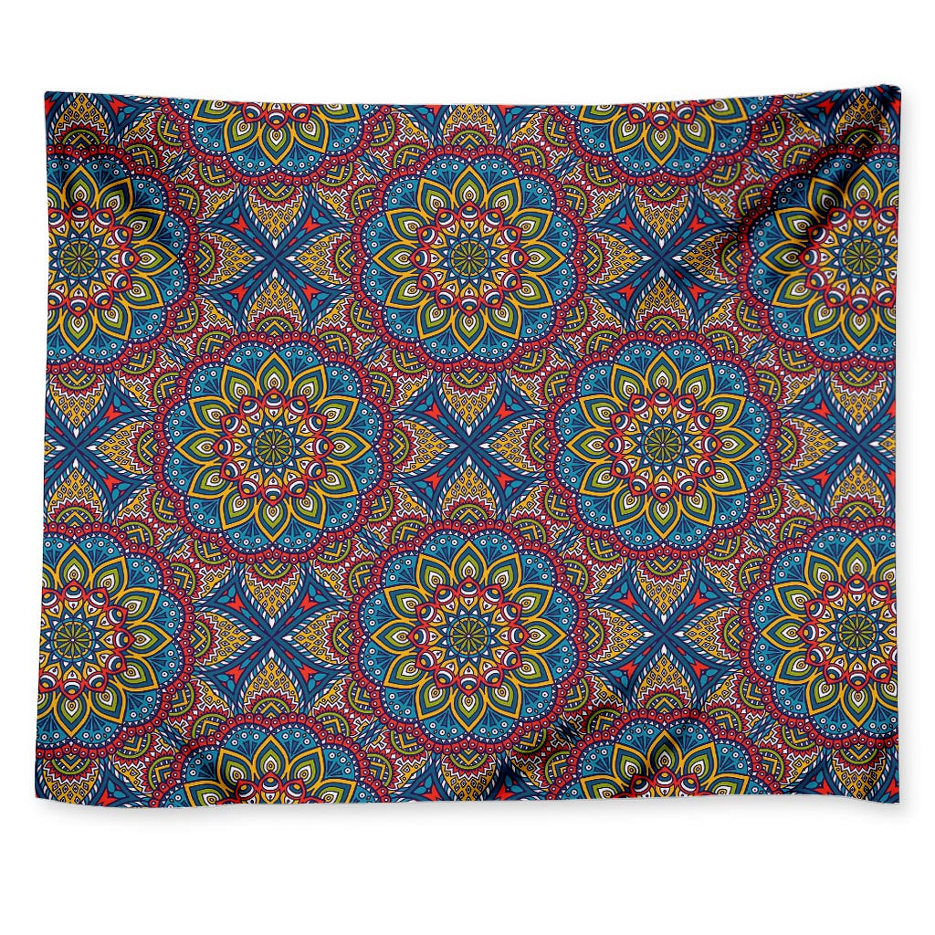 Colorful Bohemian Mandala Pattern Print Tapestry