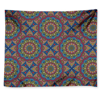Colorful Bohemian Mandala Pattern Print Tapestry