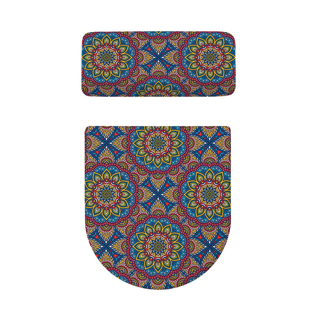 Colorful Bohemian Mandala Pattern Print Toilet Lid And Tank Cover Set
