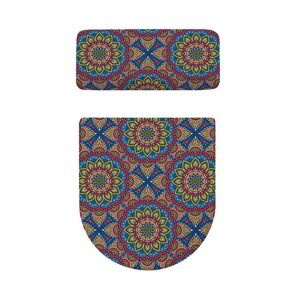 Colorful Bohemian Mandala Pattern Print Toilet Lid And Tank Cover Set