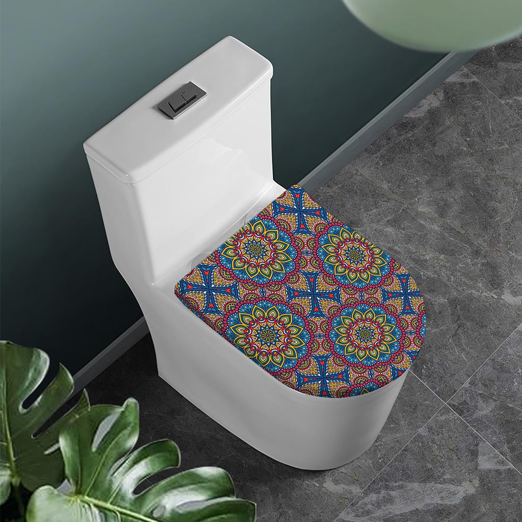 Colorful Bohemian Mandala Pattern Print Toilet Lid Cover