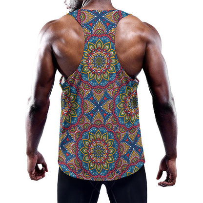 Colorful Bohemian Mandala Pattern Print Training Tank Top