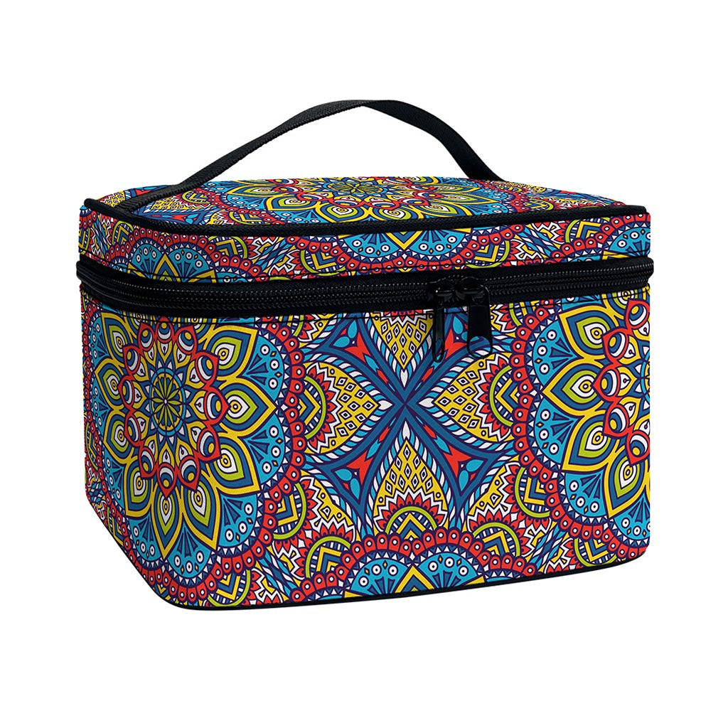 Colorful Bohemian Mandala Pattern Print Travel Makeup Bag