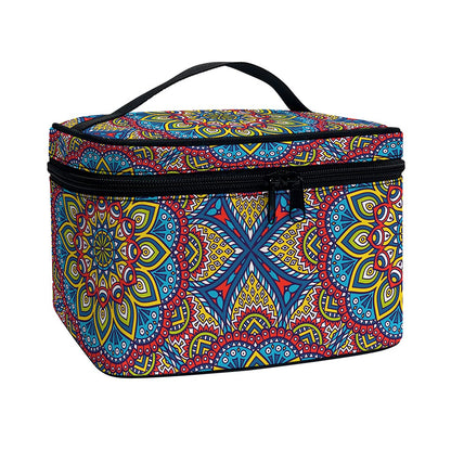Colorful Bohemian Mandala Pattern Print Travel Makeup Bag