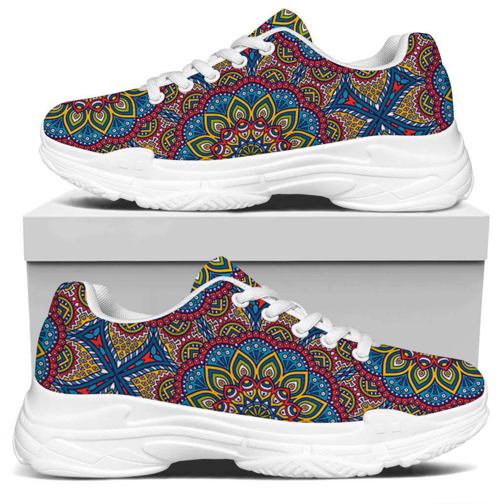 Colorful Bohemian Mandala Pattern Print White Chunky Shoes