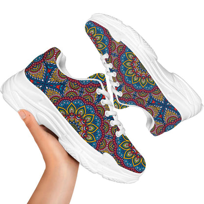 Colorful Bohemian Mandala Pattern Print White Chunky Shoes
