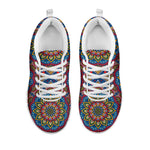 Colorful Bohemian Mandala Pattern Print White Running Shoes