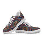 Colorful Bohemian Mandala Pattern Print White Running Shoes