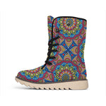 Colorful Bohemian Mandala Pattern Print Winter Boots