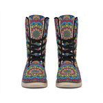 Colorful Bohemian Mandala Pattern Print Winter Boots