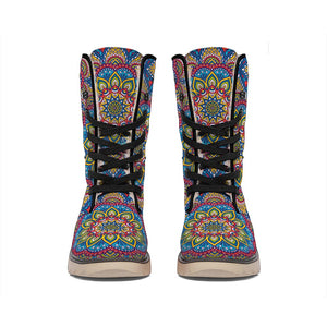 Colorful Bohemian Mandala Pattern Print Winter Boots