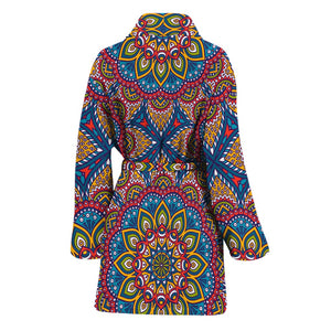 Colorful Bohemian Mandala Pattern Print Women's Bathrobe