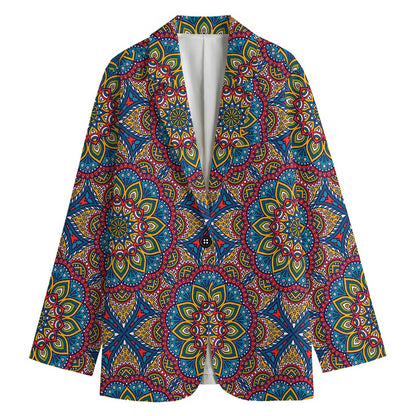 Colorful Bohemian Mandala Pattern Print Women's Blazer