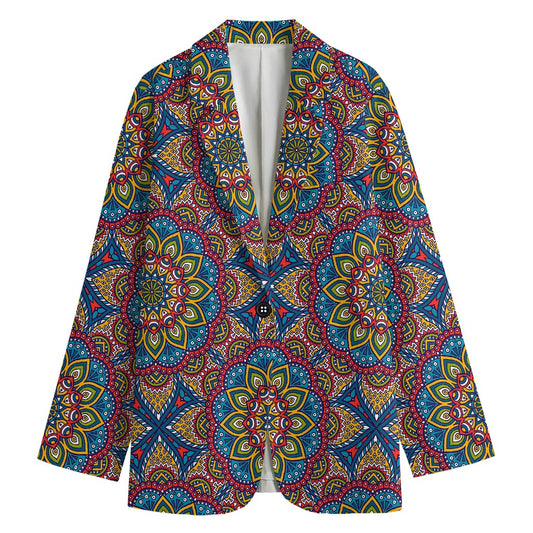 Colorful Bohemian Mandala Pattern Print Women's Blazer