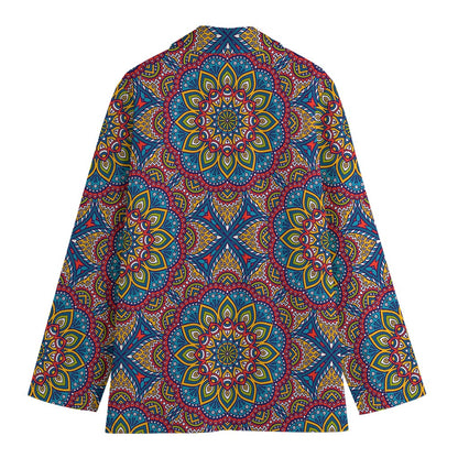 Colorful Bohemian Mandala Pattern Print Women's Blazer