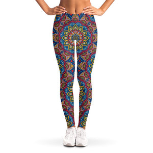 Colorful Bohemian Mandala Pattern Print Women's Leggings