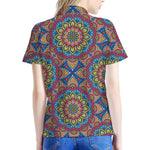 Colorful Bohemian Mandala Pattern Print Women's Polo Shirt