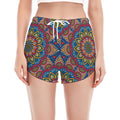 Colorful Bohemian Mandala Pattern Print Women's Split Running Shorts