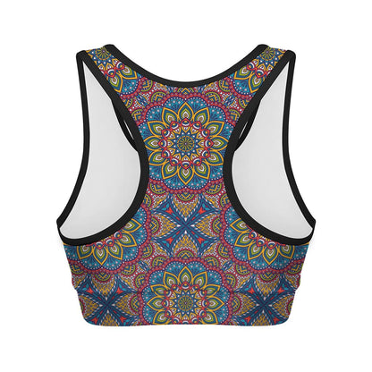 Colorful Bohemian Mandala Pattern Print Women's Sports Bra
