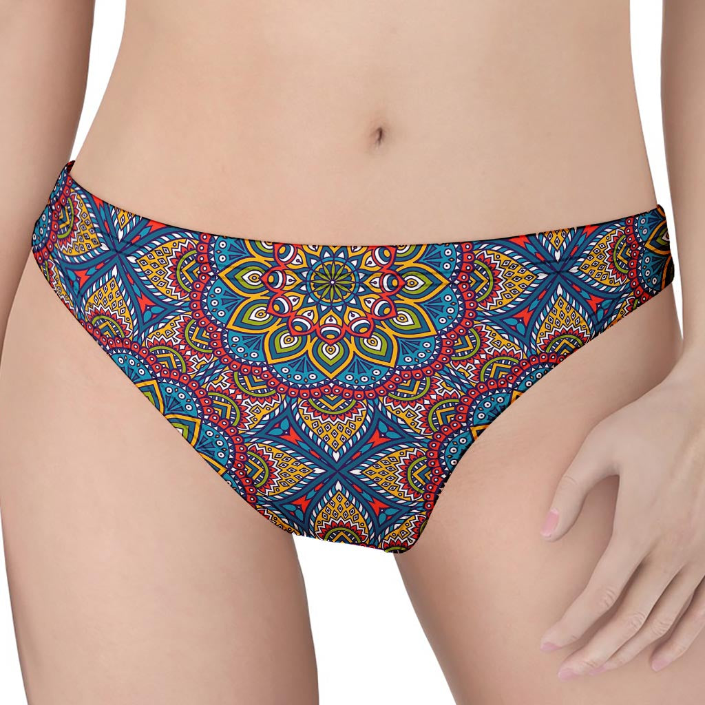 Colorful Bohemian Mandala Pattern Print Women's Thong