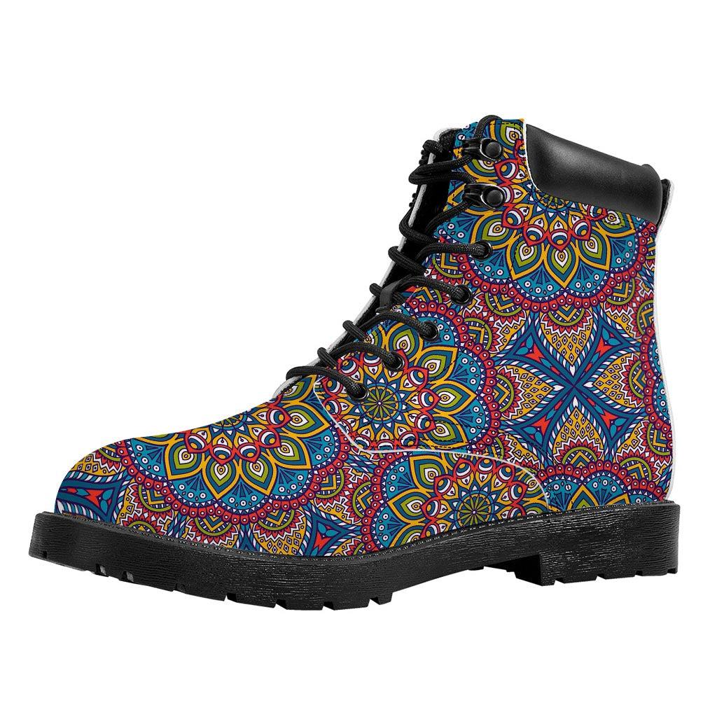 Colorful Bohemian Mandala Pattern Print Work Boots