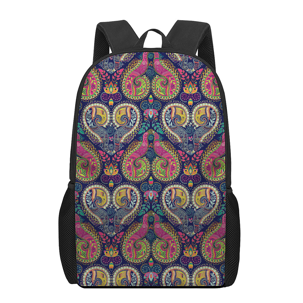 Colorful Boho Paisley Pattern Print 17 Inch Backpack