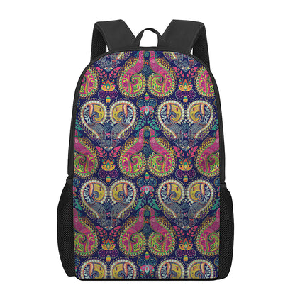 Colorful Boho Paisley Pattern Print 17 Inch Backpack