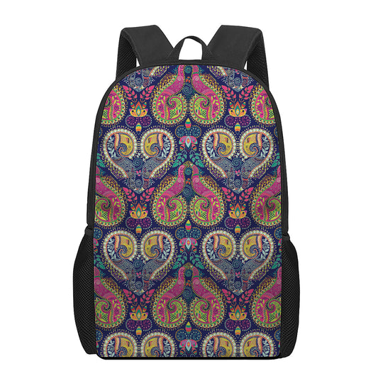 Colorful Boho Paisley Pattern Print 17 Inch Backpack