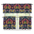 Colorful Boho Paisley Pattern Print 3 Piece Kitchen Curtains