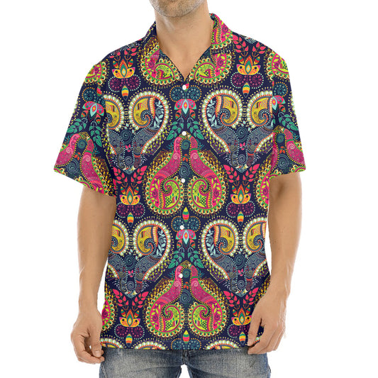 Colorful Boho Paisley Pattern Print Aloha Shirt