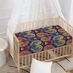 Colorful Boho Paisley Pattern Print Baby Crib Sheet