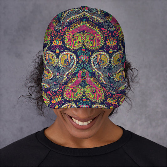 Colorful Boho Paisley Pattern Print Baseball Cap