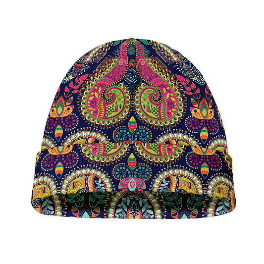 Colorful Boho Paisley Pattern Print Beanie