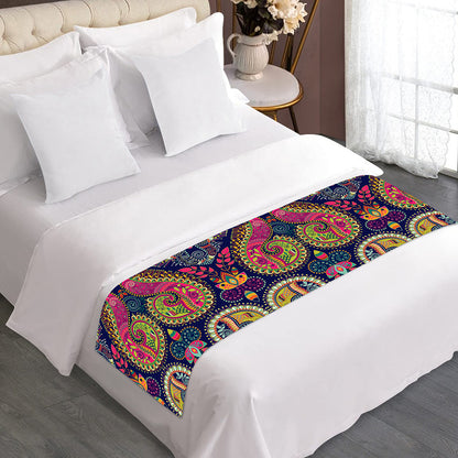 Colorful Boho Paisley Pattern Print Bed Runner