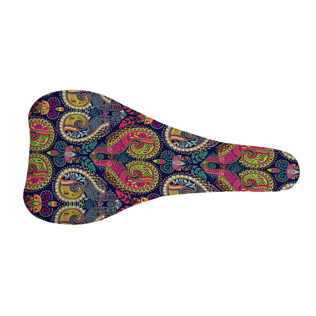 Colorful Boho Paisley Pattern Print Bicycle Seat Cover