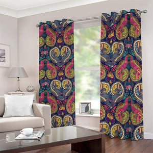 Colorful Boho Paisley Pattern Print Blackout Grommet Curtains