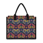 Colorful Boho Paisley Pattern Print Canvas Tote Bag