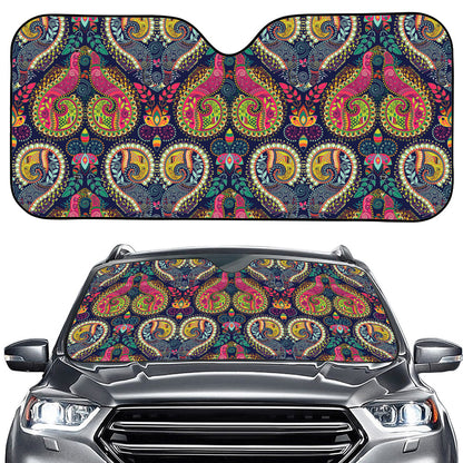 Colorful Boho Paisley Pattern Print Car Windshield Sun Shade