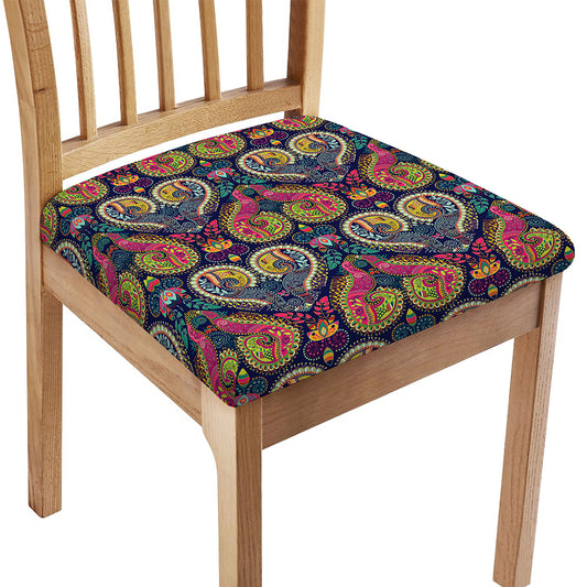 Colorful Boho Paisley Pattern Print Chair Cushion Cover