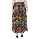 Colorful Boho Paisley Pattern Print Chiffon Maxi Skirt