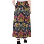 Colorful Boho Paisley Pattern Print Chiffon Maxi Skirt